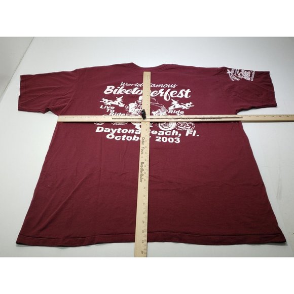 Biketoberfest Daytona Beach Mens T-Shirt Flames Graphic Print 2003 Size XXL - Picture 9 of 11